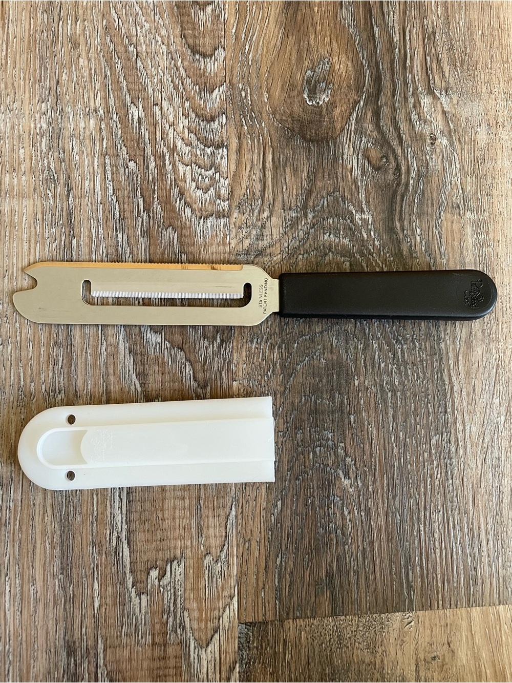 Vintage The Pampered Chef Stainless Steel Cheese Knife with Cover Made In USA